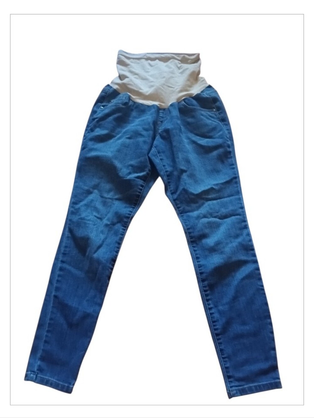 Jessica Simpson Maternity Blue Denim Jeans with Cream Stretch Panel